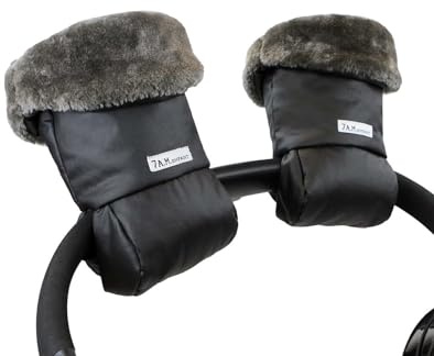 7AM Enfant Cochecito Warmmuffs – Polar calentadores de manos con anticongelación, clima frío, repelente al agua y guantes de mano calientes para cochecito y barra de asiento de coche