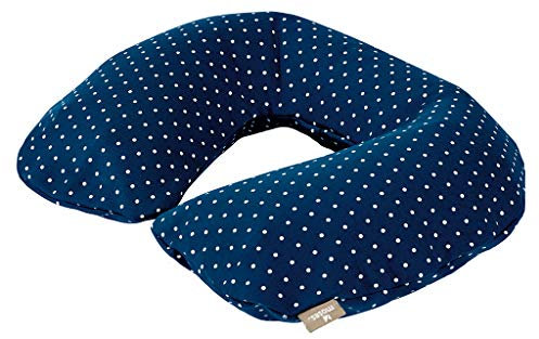 moses. Fernweh aufblasbares Nackenkissen Punkte | Mit Jerseybezug | Nackenhörnchen zum Aufblasen Reisekissen, 36 cm, Marineblau