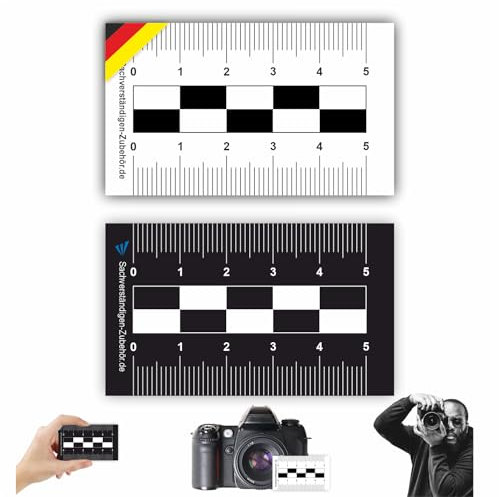 Sachverständigen-Zubehör® Tatort Maßstab Lineal als [Detektiv Nivelliergerät] 2er Set Messlatte | Profi Maßstabslineal | Forensik | Kriminaltechnik | Nivellierlatte | Nivelliersystem | Plastik