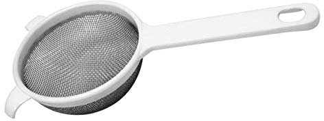 Fackelmann Colador Escurridor Cocina Líquidos Leche Té Café, Malla Acero inoxidable Mango plástico Blanco, Ø7x17cm, 1ud. Colino 7 cm. FM, Alluminio, Bianco o Rosso
