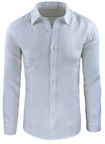 Camicia Uomo in Lino Sartoriale Casual Elegante Estiva Slim Fit (as6, Alpha, s, Regular, Regular, Standard, Bianco, S)