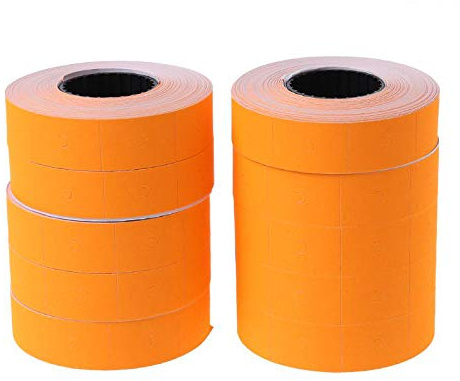 10 rollos de etiquetas de precio de 21 x 12 mm, etiquetas adhesivas de precio para máquina de precio de una sola fila (naranja)