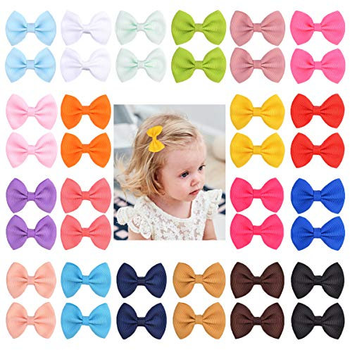 Jollybows 40 Stück 4,6 cm Baby-Haarspangen für Mädchen, Mini-Haarspangen, Ripsband, Haar-Accessoires für Kinder, Kleinkinder, Säuglinge