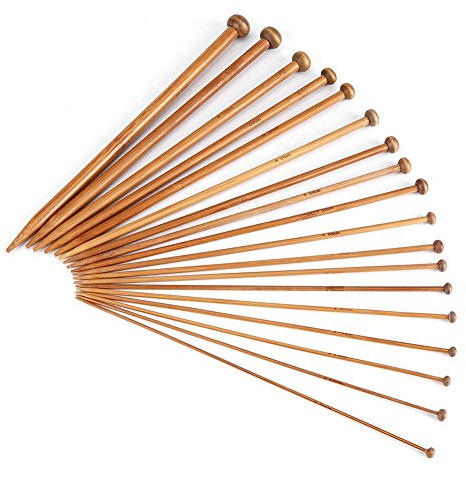 Juego de agujas de tejer de bambú carbonizado, agujas de tejer de 2 mm a 10 mm, 18 tamaños diferentes, punta única para点 suéter bufanda artículos de lana, para点 handmade knitting projects