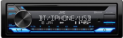 JVC KD-T720BT - CD Car Stereo, Single Din, Bluetooth Audio and Hands Free Calling w External Microphone, CD, MP3, USB, AUX Input AM/FM Radio, High Power Amp, Amazon Alexa Voice Control