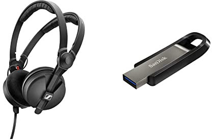 Sennheiser HD 25 Special Edition Closed-Back On-Ear Headphones, for DJ & Monitoring & SanDisk Extreme Go 64GB USB 3.2 Type-A Flash Drive with up to 395MB/s read speed