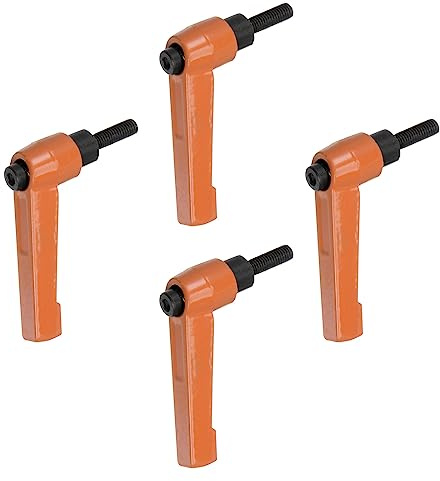 QUARKZMAN 4uds Ajustable Sujeción Palanca Manijas M5 x 16mm Macho Rosca Perno Perillas Giratorio Tornillo Bloqueo Rápida Liberación Trinquete Pulsador Botón Manija, Naranja