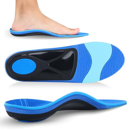 RooRuns Plantar Fasciitis Insoles, Heavy Duty Arch Support Insoles for Men and Women, Orthotic Shoe Inserts for Flat Feet, Heel Spurs, Fallen Arch, Foot Pain Relief Insoles for Running, M