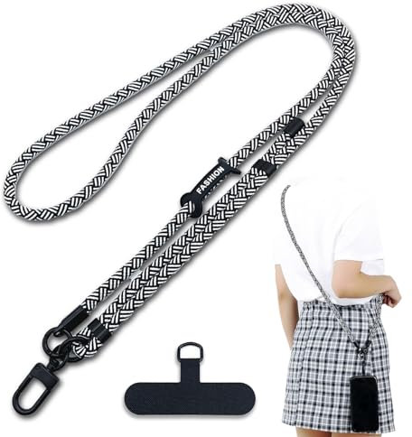 xiaoxiaozhijia Handyband zum Umhängen,Handykette Universal,Lanyard AbnehmbarHandy,Schlüsselband für Alle Smartphones Hüllen (Schwarz Weiß)