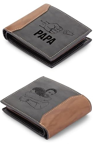 jewelora Personalisierte Herren Geldbörse mit Foto Brieftasche Herren PU Leder mit Gravur Geschenk für ihn Papa Freund Ehemann Vater Sohn Familie Geburtstag