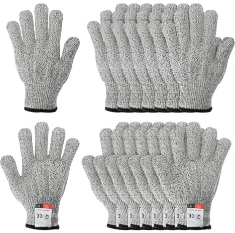 PATIKIL Cut Resistant Gloves, 8 Pair Level 5 Protection Anti Cutting Gloves Cut Proof Gloves for Kitchen Wood Carving Working, Small, Gray