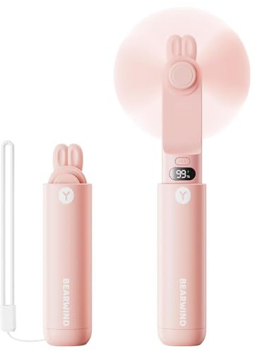 Hippodance Mini ventilateur portatif à piles - Écran LED - Rechargeable par USB - Avec chargeur portable - Pour femme et fille