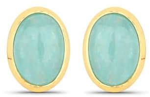 Rafaela Donata Damen Ohrstecker aus 925/- Sterling Silber gelbvergoldet 14 Karat mit Amazonit türkis Edelsteinohrringe Edelsteingröße 7x5 mm