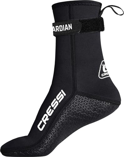Cressi Guardian Mid High Neoprene Socks 2mm XL - Calzari Medio Alti in Neoprene 2mm con Cinturino Strap, Ideali per Tutti gli Appassionati di Sport Acquatici, Nero, XL, Unisex