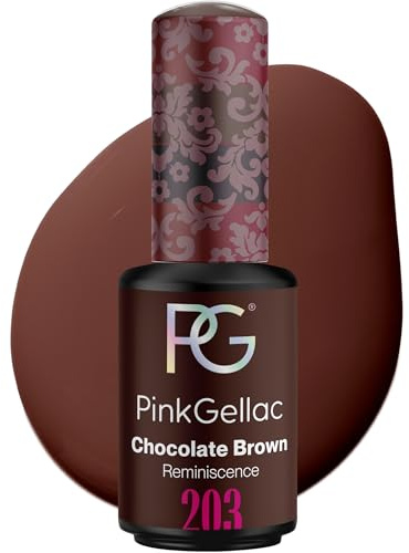 Pink Gellac Gel Nagellack UV - 203 Chocolate Brown 8 ml - Gelnagellack für UV Lampe - Braun - Einfache Anwendung Nail Polish für 14 Tage Salonqualität - Veganer Gellack Made in Holland