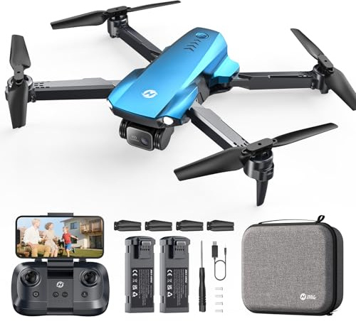 Holy Stone HS290 Drone Pliable avec Caméra FPV HD 1080P pour Débutants, Quadricoptère RC Doté D'optique de Flux, 3 Modes de Vitesse, 2 Batteries Modulaires, Jouet-Cadeau pour Garçons et Filles,Bleu