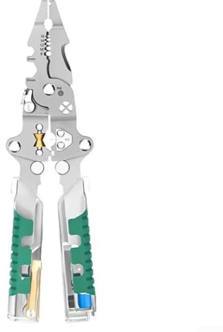 Professional Wire Stripper Multi-Function Electrician Tool with Voltage Testing Cable Cutter Crimping Capability Foldable High Carbon Steel Hand Pliers for Wire Stripping Screwdriver