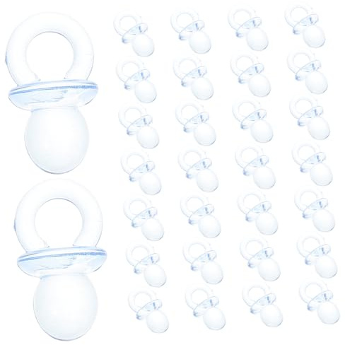 MOLUCKFU 50 Pezzi Ciucci per Shower in Plastica Trasparente, Decorazioni per Tavolo Shower Ragazzo Ragazza e Bambine, Bomboniere Mini Ciucci per Giochi e Feste Ragazzo Ragazza Rosa e Azzurro