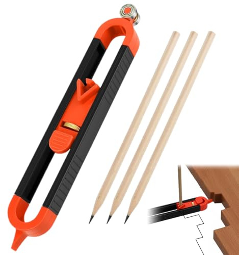 Konturenlehre mit Schloss, Anreißwerkzeug, Vervielfältigungslehre, Werkzeug zum Kopieren von unregelmäßigen Konturen zum professionellen Messen von Holz, von Marken und Hilfslinien, 3 Bleistifte