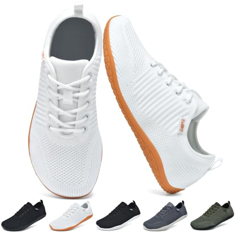 Merdoo Chaussures Pieds Nus Femme Minimalistes Baskets Homme Barefoot Shoes Chaussures Barefoot pour Tous Les Jours Marche Fitness Blanc 37