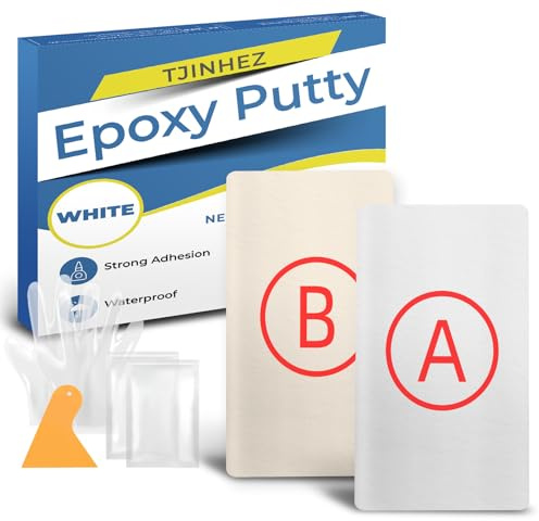 Stucco Epossidico Bianco - 400g Stucco Riparativo a 2 Componenti per Piscine, Perdite, Crepe, Riempimento e Modellaggio - Adatto per Metallo, Plastica, Legno, Ceramica e Piastrelle