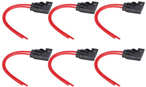 HUSHUI 30A Inbyggd Säkringshållare, Vattentät Bladsäkringshållare med IP66-klassning, Perfekt för marin- och Fordonskraftsystem, 12AWG-kabel, 6-pack