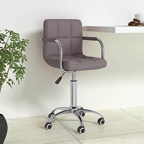 Runheo Chaise de bureau pivotante en tissu taupe avec vérin à gaz réglable en hauteur et roulettes ergonomiques rembourrées pour bureau à domicile, bureau et ordinateur confortable sur le lieu de