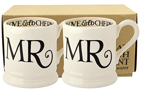 Emma Bridgewater Black Toast 'Mr & Mr' Set of 2 1/2 Pint Mugs (Boxed)
