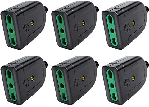 EXTRASTAR Presa Volante,presa salvaspazio Corner,2P+T,16A,230V,Nero,6 pezzi.