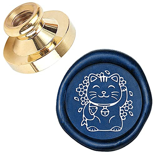 craspire Vax sigill lycklig katt 25 mm vintage tätning vax sigill mässingshuvud endast för kuvert kort inbjudningar gåva bröllop halloween jul nyår