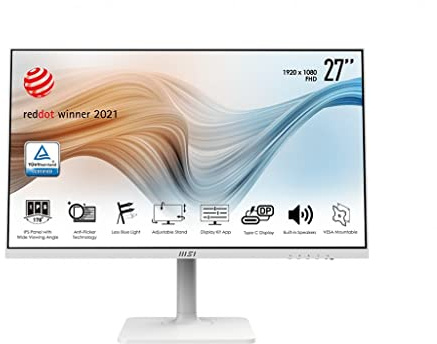 MSI Modern MD271PWDE Moniteur Professionnel 27 FHD (1920 x 1080), 75 Hz, Panneau IPS, USB-C, Blanc