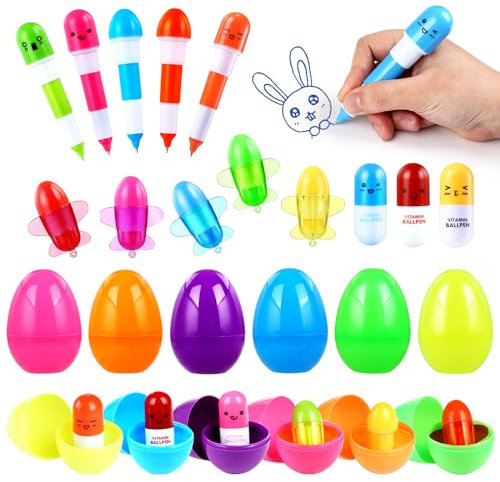 Kesote Uova di Pasqua 12 Uova con Biro Estensibile Uova Colorate da Riempire Regalo di Pasqua