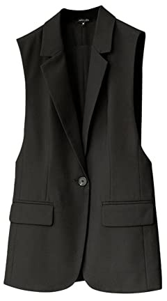 Gilet Lungo Senza Maniche Donna Gilet Smanicato Scollo a V Sottile Gilet Allentato con Un Bottone Blazer senza Maniche Gilet da Abito da Lavoro Elegante Casual Panciotto Gilet Giacca Capispalla XXL