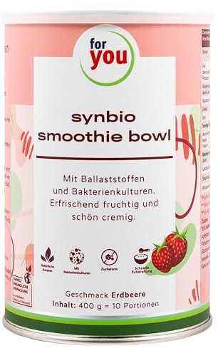 Synbio Smoothie-Bowl 400g - Darmfreundliche Smoothiebowl zum Löffeln mit Bakterienkulturen & Ballaststoffen aus Hafer, Leinsaat, Apfelfasern, Flohsamen, Chiasamen uvm. - 100% Natürlich (Erdbeere)