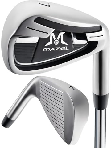 MAZEL WM-X3 Palo de Golf Individual de Hierro 1,2,3, 4,5,6,7,8,9, P, S, Eje de Acero Inoxidable Premium, Cara Fresada CNC para Más Efecto (Plateado, Hierro Individual 7)