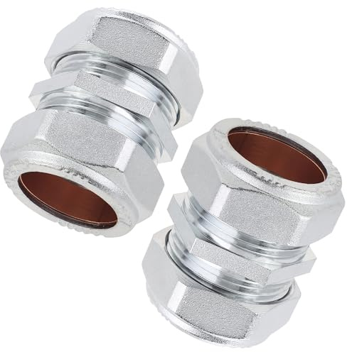 LTWFITTING Krompläterad 22 mm OD Kompressionsförening, Mässing Kompressionsbeslag (förpackning med 2)