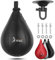 Ultimate Fitness Speedbag Boxsack, Leder, MMA, Muay Thai-Training, Punch, Dodge, Workout, Speedball, Kicken, Schlagball-Set mit hängendem Drehgelenk, Nadel, Schrauben-Set (schwarz)