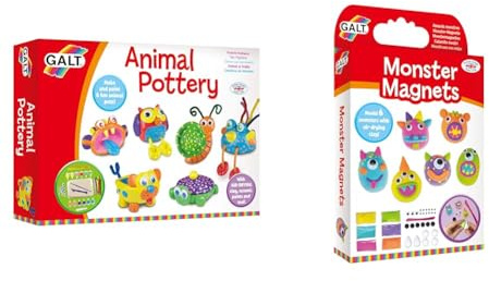 Galt Toys, Animal Pottery, Kids' Craft Kits, Ages 6 Years Plus, 12.6 x 2.36 x 9.06 inches & Toys, Monster Magnets, Craft Kit for Kids, Ages 6 Years Plus