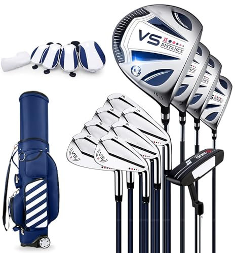 Golfschläger-Set, 12-teilig, komplettes Golfschläger-Set for Herren mit Tasche, Schlägerkopfbezüge im Lieferumfang enthalten, for Herren/Damen, Profi- oder Anfänger-Golfschläger-Set, Rechtshänder