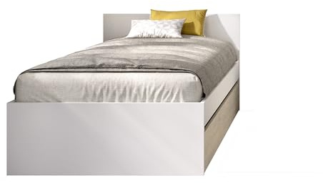 DEKIT Grupo RIMOBEL Top - Cama de 90X190 con Arrastre - Blanco/Natural - 67 x 95,8 x 194,8