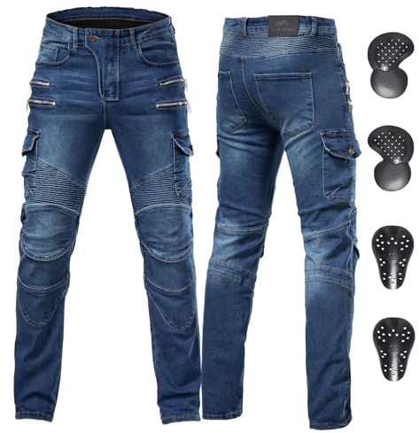 ForMTRider Jeans Moto Uomo, Armatura CE Livello 2 Estraibile