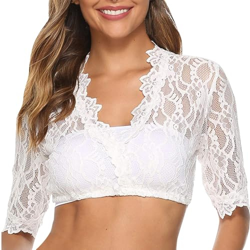 FFWTPY Chemisiers et Blouses Femme Col en V Sexy Traditionnel Oktoberfest Blanc Blouse Shirt Dirndl Chemisier Chic et Élégant Short Sleeve Blouse pour Fête de La Carnaval (Blanc/XL)