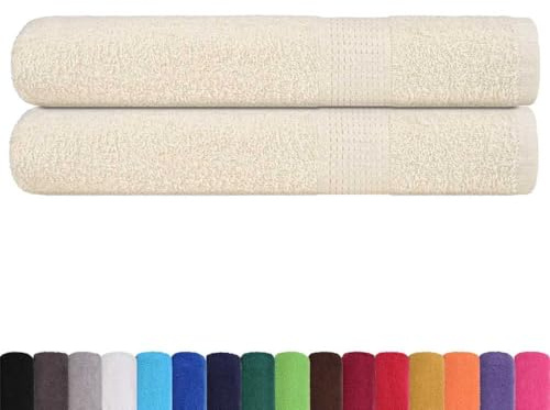 vidaXL Serviettes de Sauna FROGN 2 pcs crème 80x200 cm 360 g/m² 100% Coton, Serviette, Serviette de Bain, Serviette en Coton