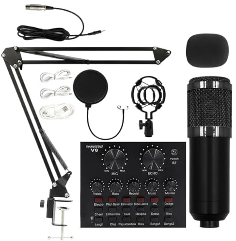 Generico Kit di streaming in diretta, attrezzatura di streaming live professionale | Set di schede audio in streaming live, kit microfono in streaming con microfono stabile buone prestazioni audio
