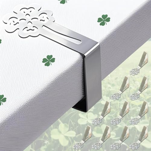 CUNGLIN Tischtuchklammern Edelstahl 10 Stück, Tischdeckenklammer Tischabdeckungsklemmen für Dicke Tische, Gartentisch, Restaurant, Familie Esstisch Draußen Tischdecke Clips