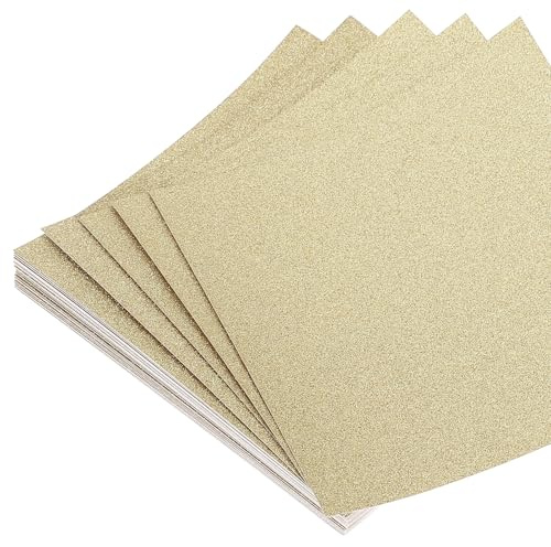 QUARKZMAN 50 Blatt Glitzer Origami Papier 4x4 Zoll Glitzernde Quadratische Faltblätter 10x10 cm Bastelfaltblätter für DIY Bastel- und Kunstprojekte, Hellgold