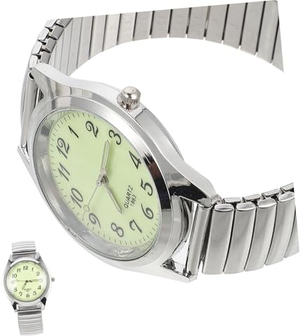 minkissy Reloj de Pulsera Digital Luminoso Banda Elástica Plateado | Acero Inoxidable E Hipolergénico, Diseño Clásico y Ligero, Obsequio de Navidad para Parejas