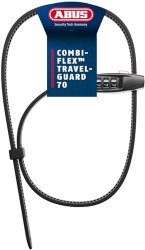 ABUS Combiflex TravelGuard 70 Cable Lock – Flexible, Lightweight Combination Lock for Luggage, Helmets, prams or skis – 72 cm Locking Length – rustproof