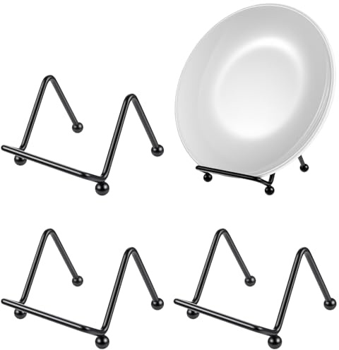 APLZGMG 4 espositori piccoli da 5 cm, mini cavalletto in metallo nero per foto, libri, foto e oggetti da collezione, espositore quadrato per piatti decorativi e lavori artistici