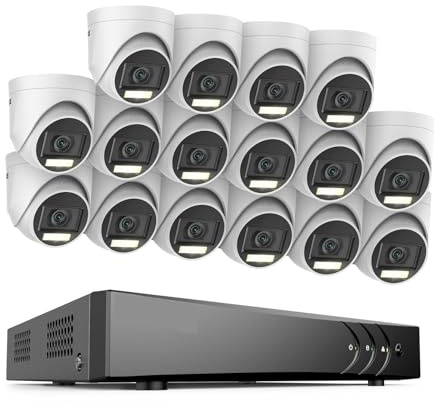 Système De Caméra Sécurité Lite 16 Canaux 5 MP H.265 + DVR Surveillance PIR Caméras Dôme Extérieures Kit Résistant Aux Intempéries IP67 DéTection De Mouvement(2T,16CH 16PCS Kit)